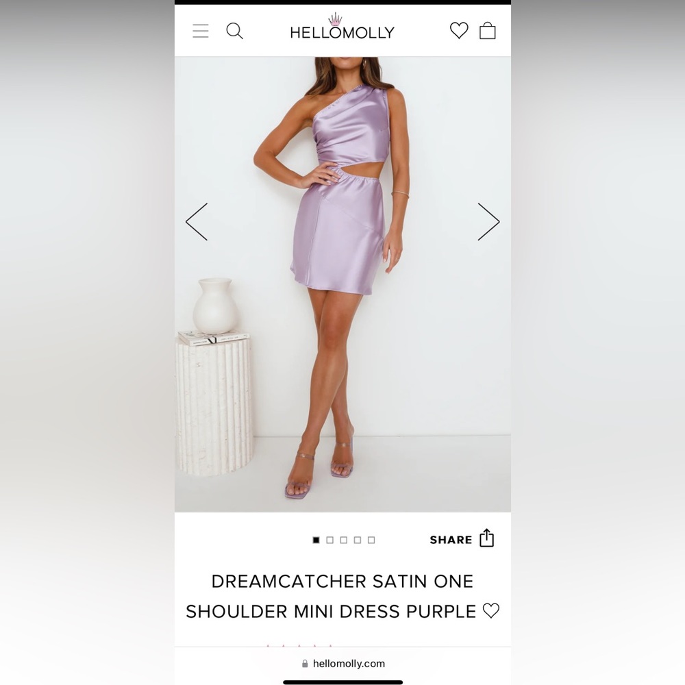 Hello Molly Dreamcatcher satin one shoulder mini dress purple